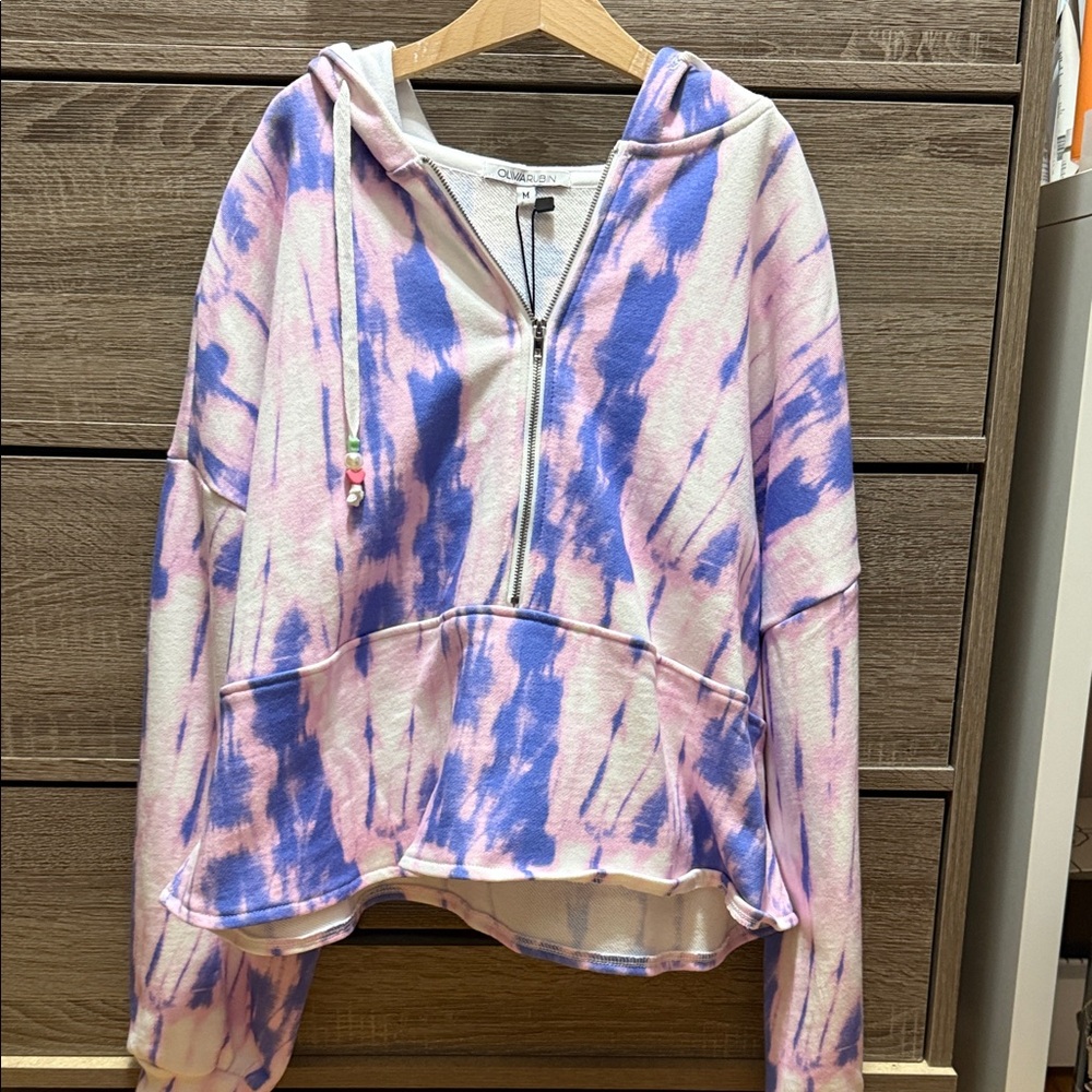 OLIVIA RUBIN Pink & Blue Tie-Dye Half-Zip Hoodie